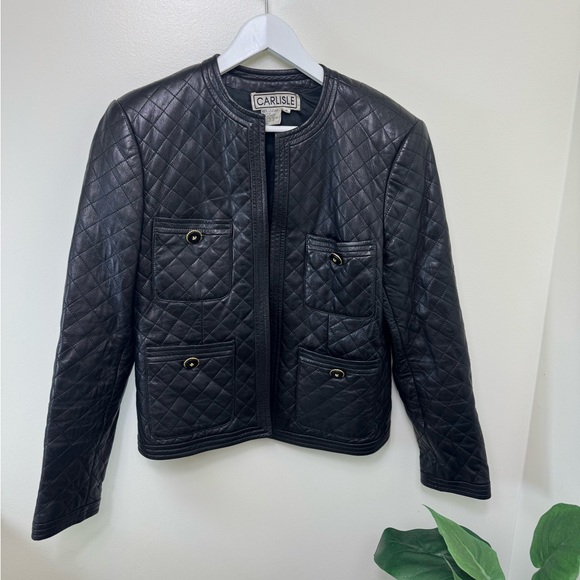 Vintage Carlisle 100% Leather Quilted Jacket, Women’s 8 - Picture 2 of 5